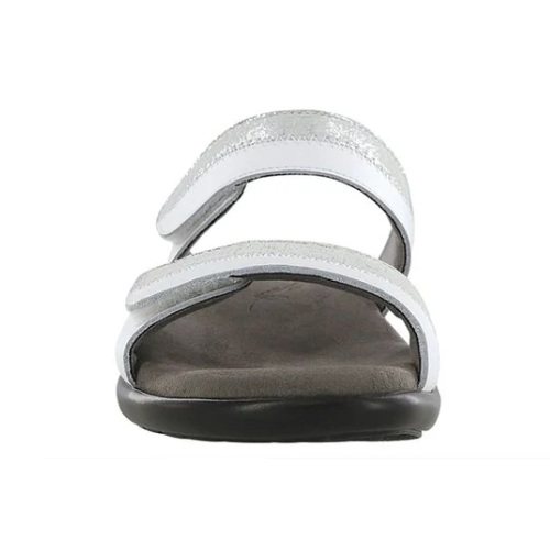 SAS Nudu Women's Adjustable Slide Sandal – White/Silver