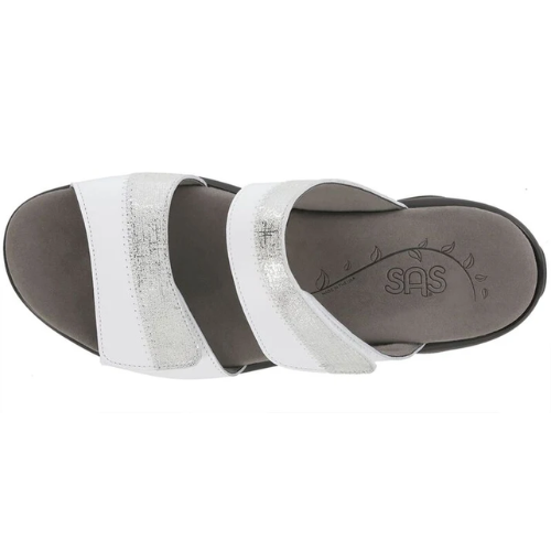 SAS Nudu Women's Adjustable Slide Sandal – White/Silver