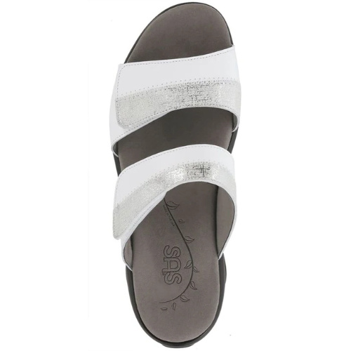 SAS Nudu Women's Adjustable Slide Sandal – White/Silver