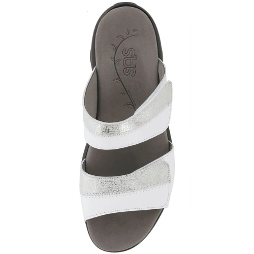 SAS Nudu Women's Adjustable Slide Sandal – White/Silver
