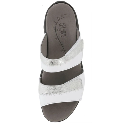 SAS Nudu Women's Adjustable Slide Sandal – White/Silver