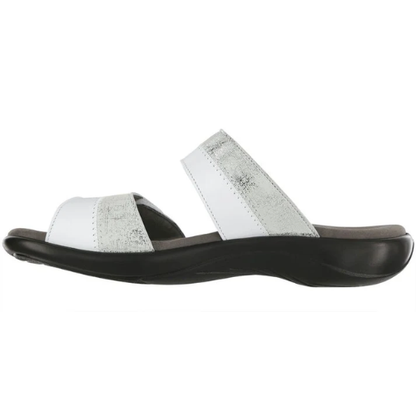 SAS Nudu Women's Adjustable Slide Sandal – White/Silver