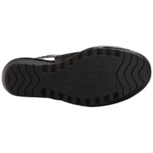 Fly London Women's Ybel Leather Wedge Sandal – Black