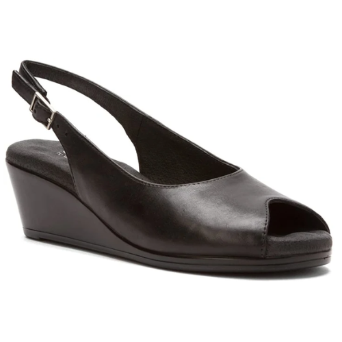 Walking Cradles Women's Holiday Leather Wedge Sandals - Black