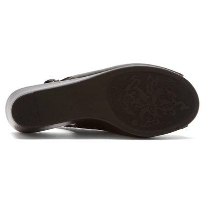 Walking Cradles Women's Holiday Leather Wedge Sandals - Black