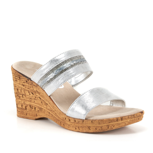 Women's ONEX Amelia Silver Wedge Slide Sandals