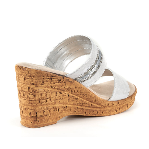 Women's ONEX Amelia Silver Wedge Slide Sandals