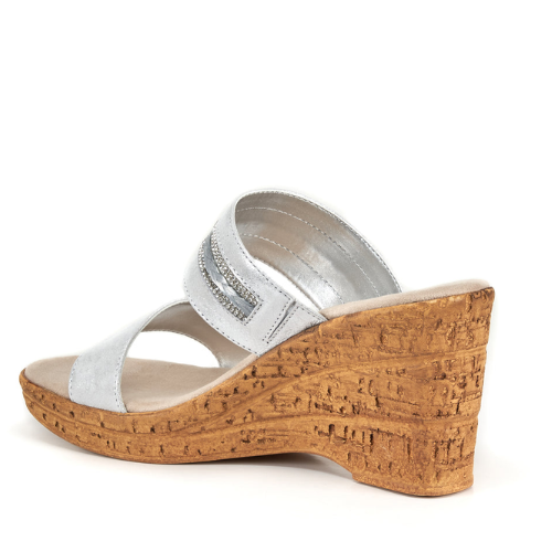 Women's ONEX Amelia Silver Wedge Slide Sandals