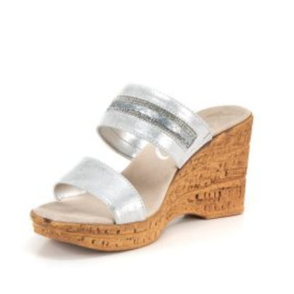 Women's ONEX Amelia Silver Wedge Slide Sandals