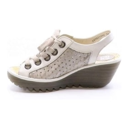 Fly London Women's Yorl Silver Off White