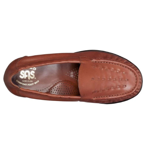 SAS Women's Weave Leather Slip On Loafer - Chestnut
