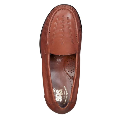 SAS Women's Weave Leather Slip On Loafer - Chestnut