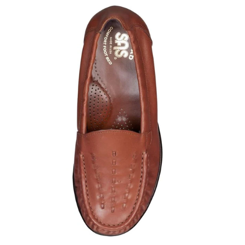 SAS Women's Weave Leather Slip On Loafer - Chestnut