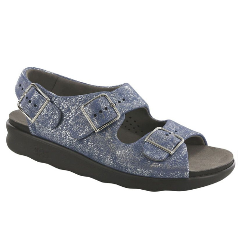 Relaxed Heel Strap Silver Blue Sandal