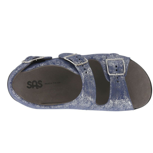 Relaxed Heel Strap Silver Blue Sandal