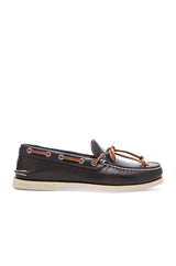 A/O 1 EYE NAVY BOAT SHOE | Sperry Mens 1-Eye Leather Boat Shoes in Navy-Made in USA