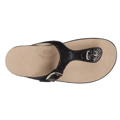 Sanibel T-Strap Snake Black Slide Sandal