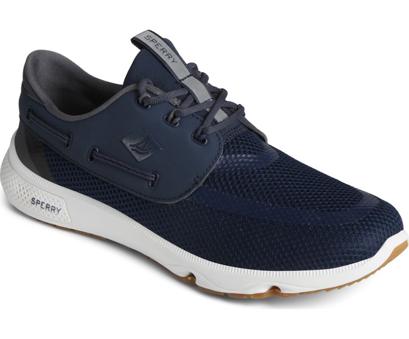 7 SEAS 3EYE NAVY | Sperry Men's Navy 7 SEAS 3-EYE Shoes-STS24363-Made in USA-Brandy's Shoes