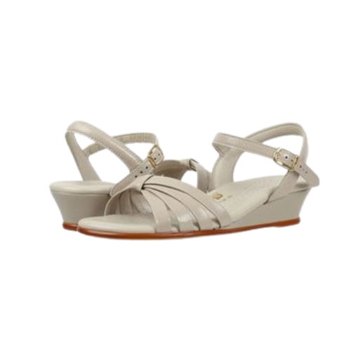 Strippy Quarter Strap Bone Wedge Sandal