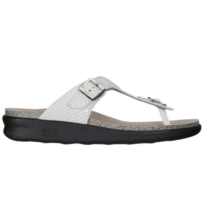 Sanibel T-Strap White Snake Slide Sandal