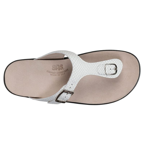 Sanibel T-Strap White Snake Slide Sandal