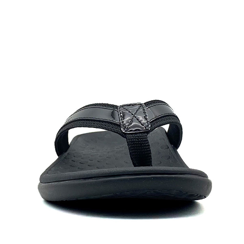 Tide ii Toe Post Women's Sandals - Black | Vionic Tide II Leather Flip-Flops - Black-Brandy