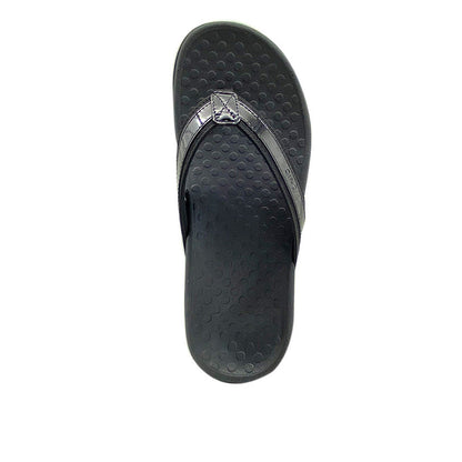 Tide ii Toe Post Women's Sandals - Black | Vionic Tide II Leather Flip-Flops - Black-Brandy
