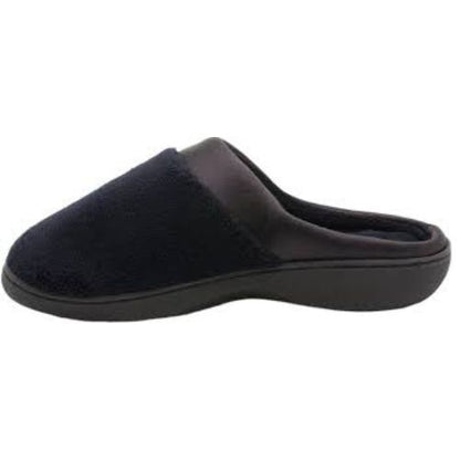 Isotoner Women's Terry and Satin Slip on Cushioned Slipper