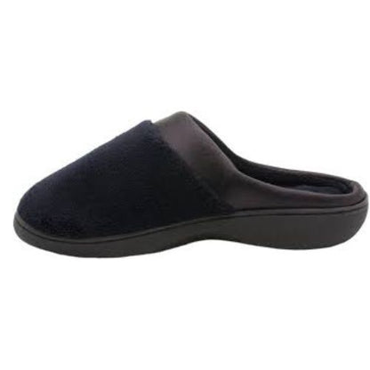 Isotoner Women's Terry and Satin Slip on Cushioned Slipper