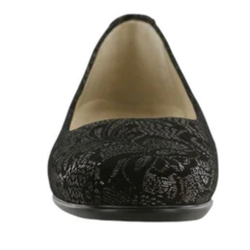 SCENIC BLACK LACE | Scenic Ballet Flat Brocade-Black Patent at Brandy Shoes Made in USA