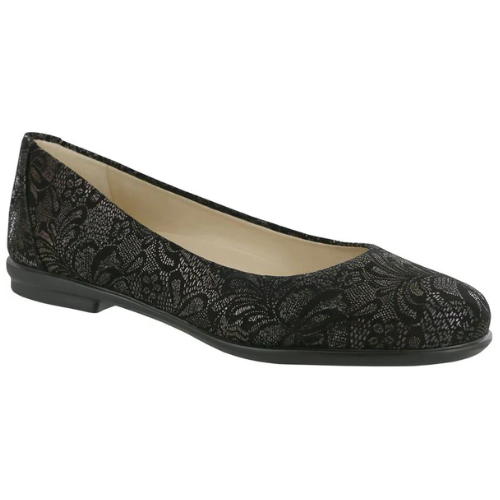 SCENIC BLACK LACE | Scenic Ballet Flat Brocade-Black Patent at Brandy Shoes Made in USA