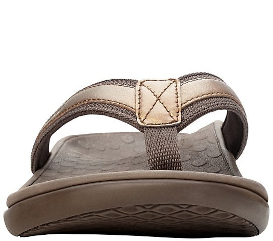 Tide ii Toe Post Women's Sandals - Bronze Metallic | Vionic Leather Thong Sandals - Tide II-Brandy