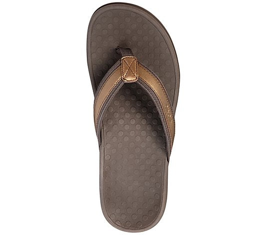 Tide ii Toe Post Women's Sandals - Bronze Metallic | Vionic Leather Thong Sandals - Tide II-Brandy