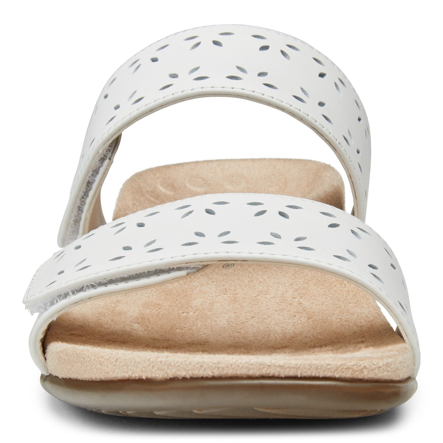 RANDI  WHITE LEATHER | Vionic Women's Rest Randi Slide Sandal - Adjustable Sandals with Concealed Orthotic Arch Support-Brandy