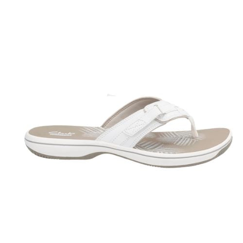 CLARKS WOMEN BREEZE SEA WHITE SLIPPERS