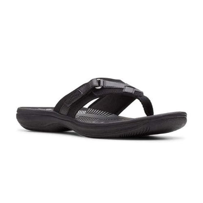 Clarks Women s Breeze Sea Flip-Flop Black Synthetic Patent