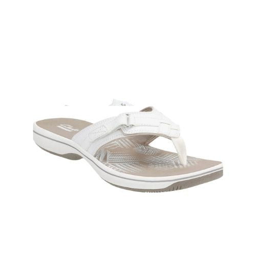 CLARKS WOMEN BREEZE SEA WHITE SLIPPERS