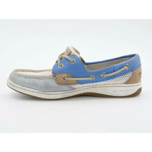 BLUEFISH TIE BLUE/WT | Sperry Top Sider Womens Made in USA 6 Bluefish Open Mesh Blue Slip On Boat Shoes 9244302