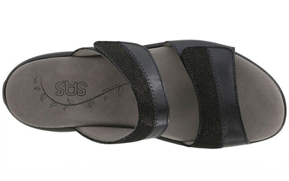 MIDNIGHT | SAS Women's Nudu Slide Black/Midnight Leather Sandal-NUDU SLIDE350-Made in USA-Brandy's Shoes