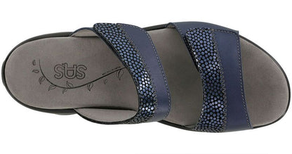 NAVY | SAS Women's Nudu Slide Navy Leather Sandal-NUDU SLIDE011-Made in USA-Brandy's Shoes
