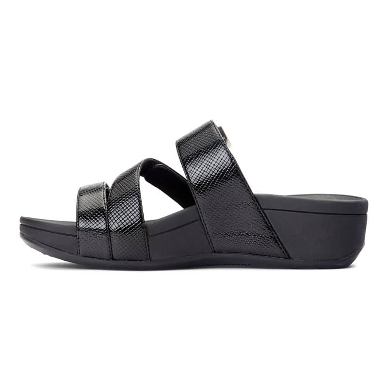 RIO BLACK LIZARD | Vionic Womens Pacific Rio Platform Sandal - Ladies Adjustable Slide Sandal with Concealed Orthotic Arch Support-Brandy