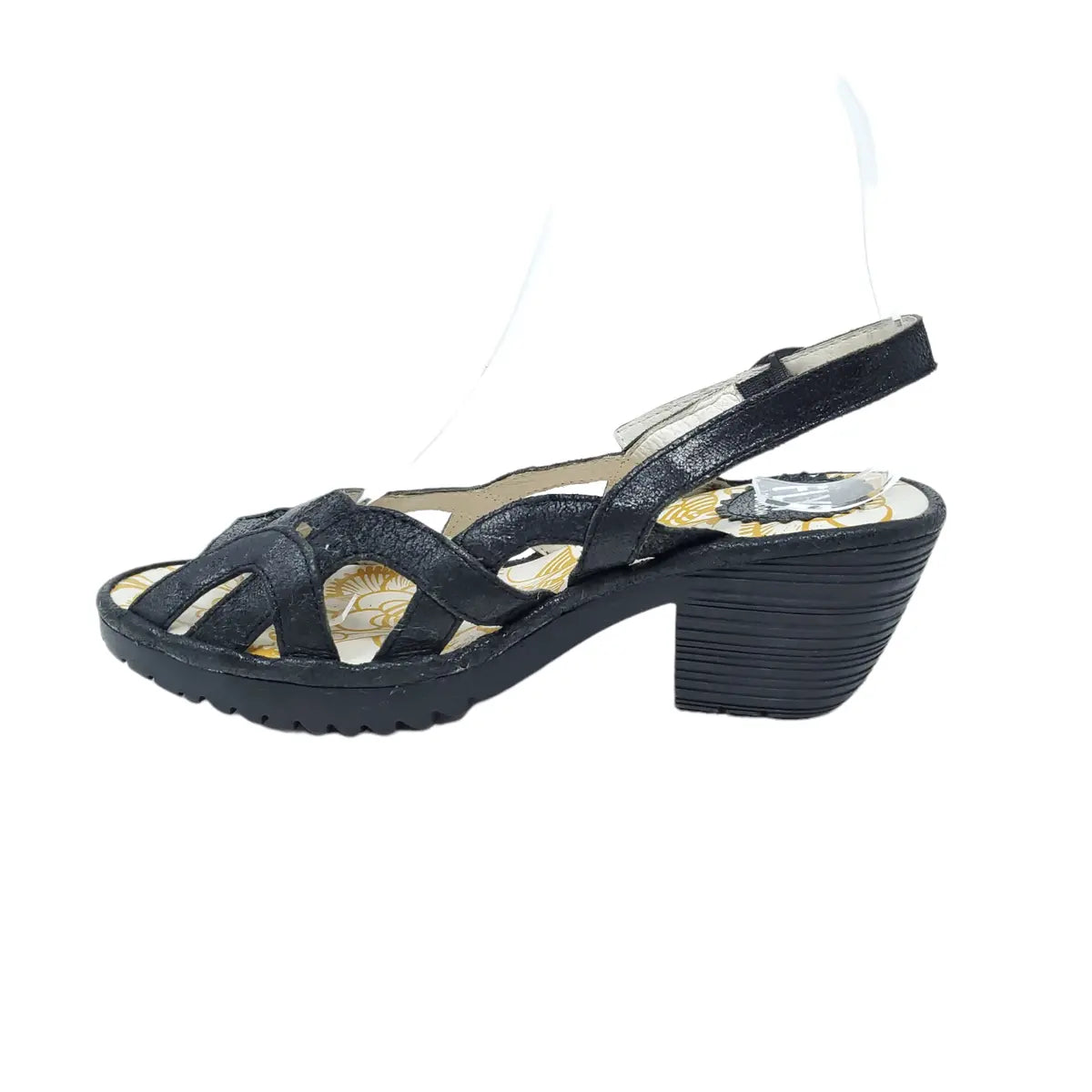 WEZA BLACK | FLY London Black Luxor Weza Leather Sandals Womens WEZA961BLK-Brandy