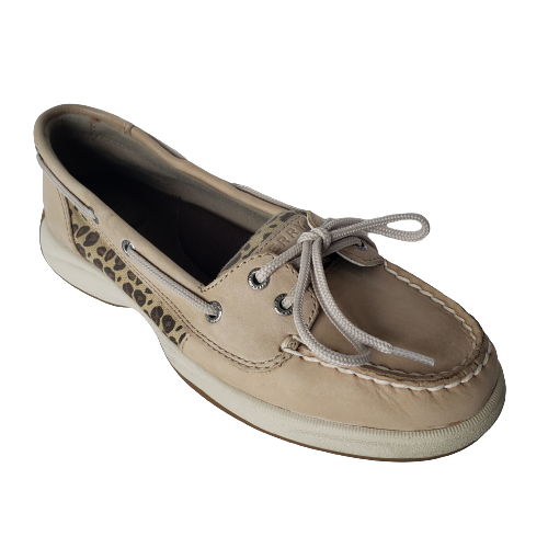 FIREFISH LINEN LEOPA |Sperry Women Sperry Top-Sider Women's Laguna Leather Boat Shoes, LEOPARD 9770116 Made in USA Brandy's Shoes