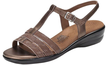 CAPRI BRONZE SNAKE | SAS Women's Capri Bronze Snake T-Strap Sandal-CAPRI232-Made in USA-Brandy's Shoes