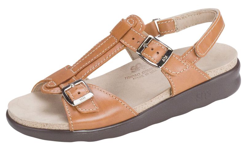 Captiva T-Strap Sandal-CARAMEL | SAS Women's Captiva Caramel T-Strap Sandal-CAPTIVA201-Made in USA-Brandy's Shoes