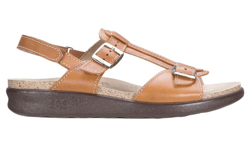 Captiva T-Strap Sandal-CARAMEL | SAS Women's Captiva Caramel T-Strap Sandal-CAPTIVA201-Made in USA-Brandy's Shoes