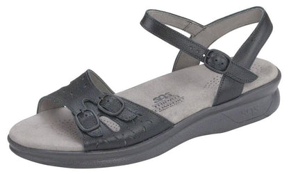 Duo Quarter Strap Sandal-BLACK | SAS Women's Duo Quarter Black Strap Sandal-DUO020-Made in USA-Brandy's Shoes