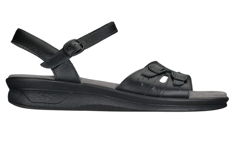 Duo Quarter Strap Sandal-BLACK | SAS Women's Duo Quarter Black Strap Sandal-DUO020-Made in USA-Brandy's Shoes