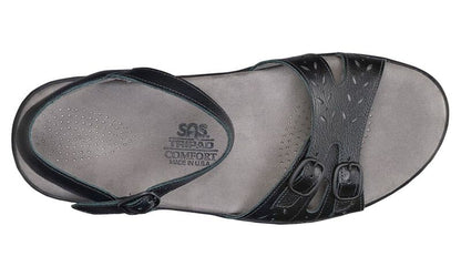 Duo Quarter Strap Sandal-BLACK | SAS Women's Duo Quarter Black Strap Sandal-DUO020-Made in USA-Brandy's Shoes