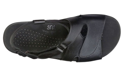 BLACK | SAS Women's Black Huggy Cross Strap Sandal-HUGGY013-Made in USA-Brandy's Shoes